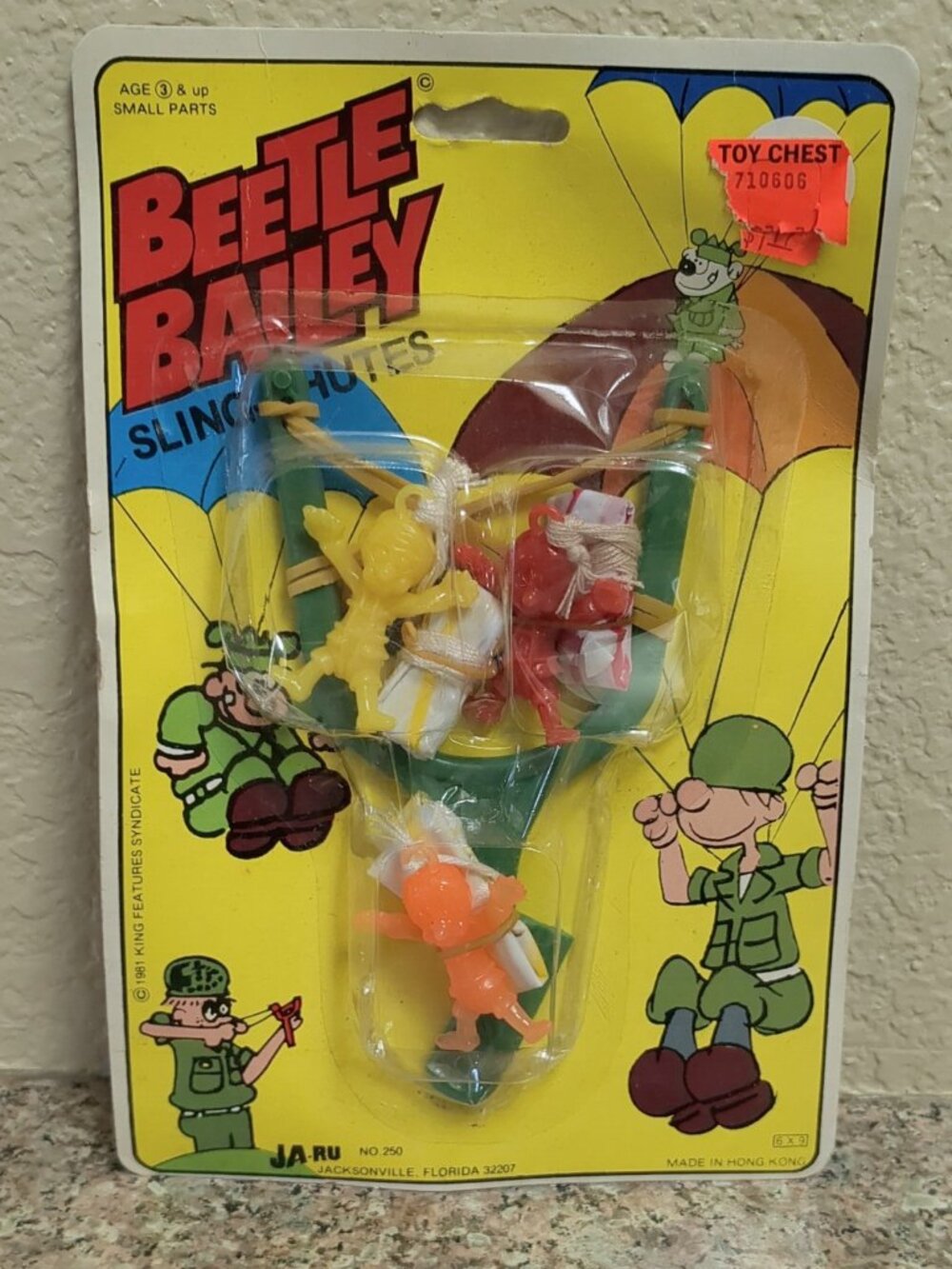 Beetle Bailey Sling Chute Parachute Toy New In Package 1980 NIP